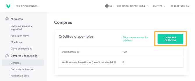 comprar créditos verificación